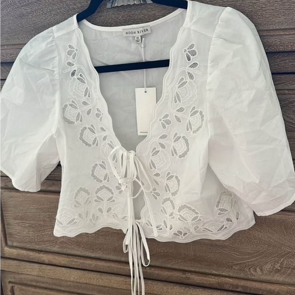 White Lace Detail Top